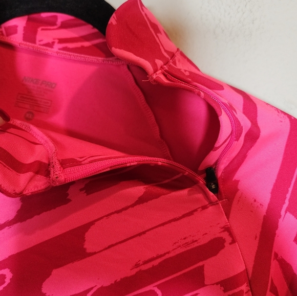 Nike Pro Hyperwarm 3.0 Mock Pink Spell out pullover zip shoulder size XL youth - Picture 16 of 16
